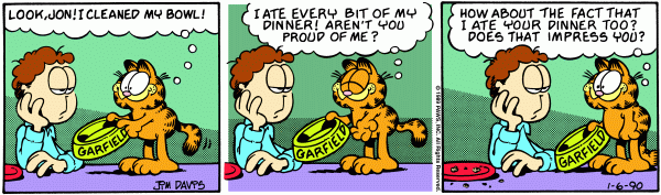 Komiksy garfield - komiks z dnia 06/01/1990