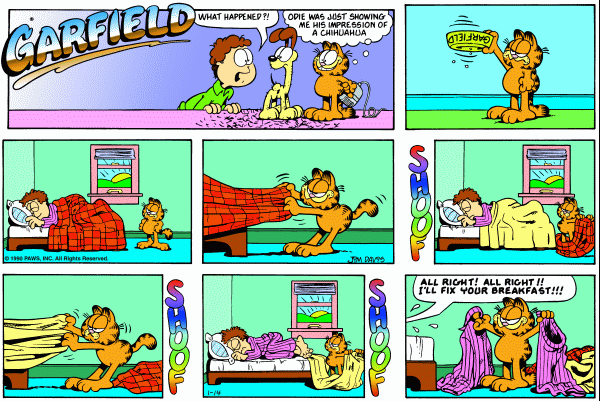 Komiksy garfield - komiks z dnia 14/01/1990