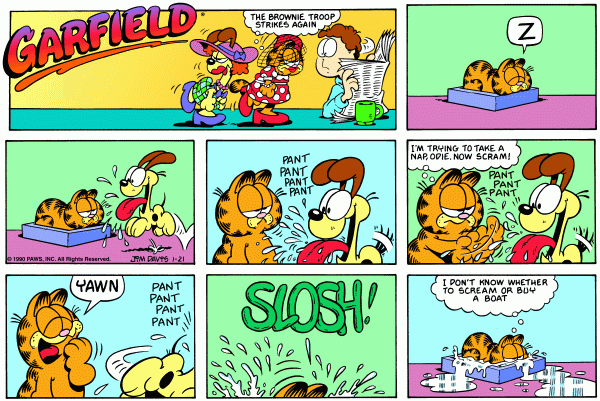 Komiksy garfield - komiks z dnia 21/01/1990