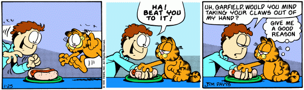 Komiksy garfield - komiks z dnia 25/01/1990