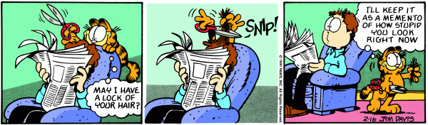 Komiksy garfield - komiks z dnia 16/02/1990