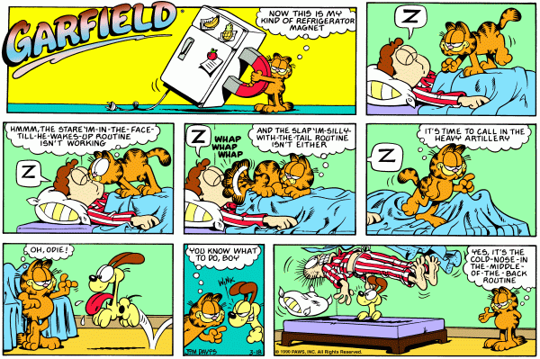 Komiksy garfield - komiks z dnia 18/03/1990